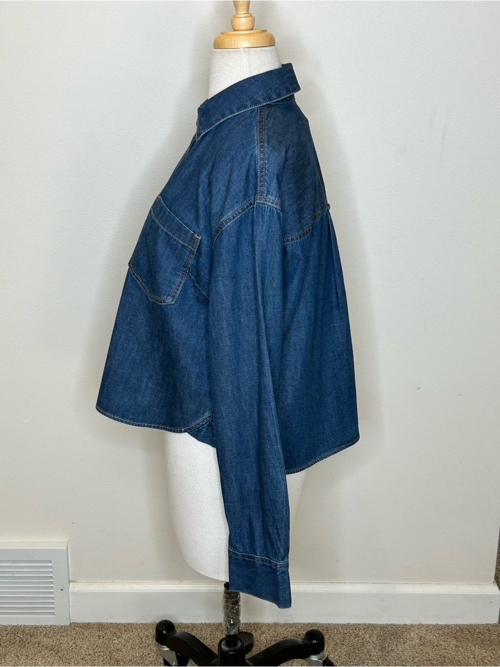 Veronica Beard Khai Popover Denim Shirt Top Women's Size 4 Luxury - Picture 8 of 13